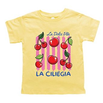 La Ciliegia Stripes - Toddler Short Sleeve Graphic T-Shirt