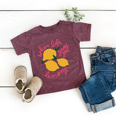 When Life Gives You Lemons Cursive - Toddler Short Sleeve Graphic T-Shirt
