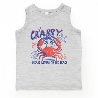 If Crabby Please Return To The Beach Grunge - Toddler Graphic Tank