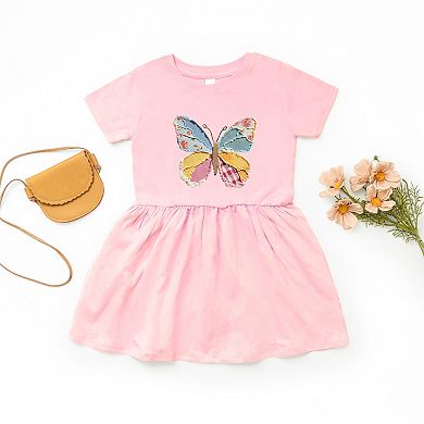Denim Butterfly Faux Patchwork - Toddler Graphic Dress