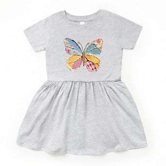 Denim Butterfly Faux Patchwork - Toddler Graphic Dress