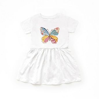Denim Butterfly Faux Patchwork - Toddler Graphic Dress