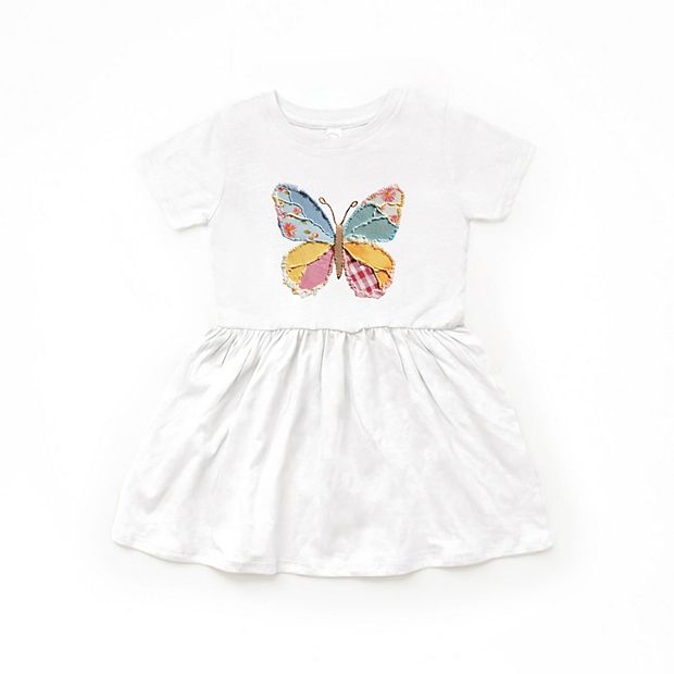 butterfly denim dress EMBROIDERED BUTTERFLY DENIM DRESS - Light blue