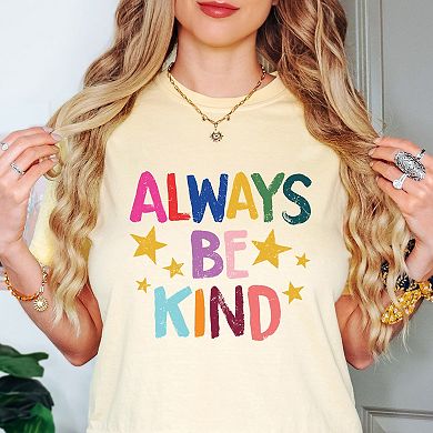 Always Be Kind Stars - Women's Boxy Crop Top Graphic T-Shirt