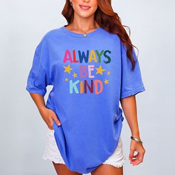 Always Be Kind Stars - Women's Garment Dyed Graphic T-Shirt