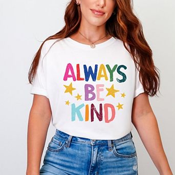 Always Be Kind Stars - Women's Garment Dyed Graphic T-Shirt