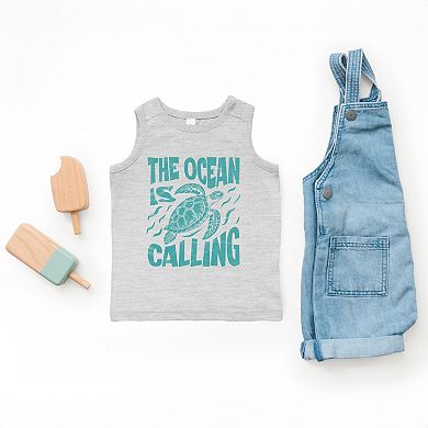 The Ocean Is Calling Turtle - Toddler Graphic Tank