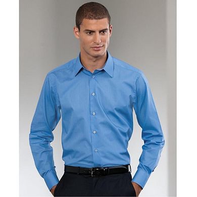 Russell Collection Mens Long Sleeve Poly-Cotton Easy Care Tailored Poplin Shirt