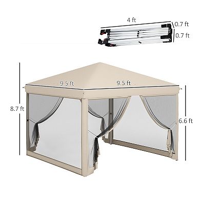 9.7ft x 9.7ft Outdoor Pop Up Party Tent Patio Gazebo Canopy Net Shade