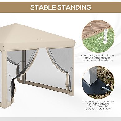 9.7ft x 9.7ft Outdoor Pop Up Party Tent Patio Gazebo Canopy Net Shade