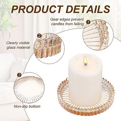 1 Pcs Candle Holder Plates, 4" Round Glass Candle Tray