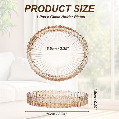 1 Pcs Candle Holder Plates, 4" Round Glass Candle Tray