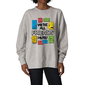 Women's Disney / Pixar's Toy Story We're All Friends Here Oversized Fleece Crew Sweatshirt