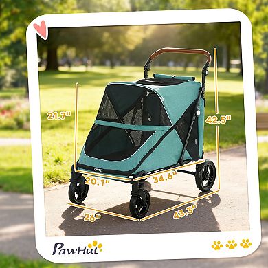 PawHut Dog Stroller for Large Dogs, All Terrain Pet Stroller, Teal
