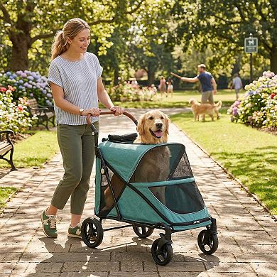 PawHut Dog Stroller for Large Dogs, All Terrain Pet Stroller, Teal