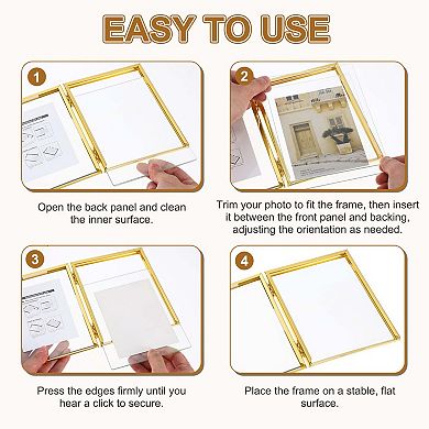 Triple Picture Frame, 5.2x3.7" Hinged 3 Photo Frame with Flocked Back 1Pc