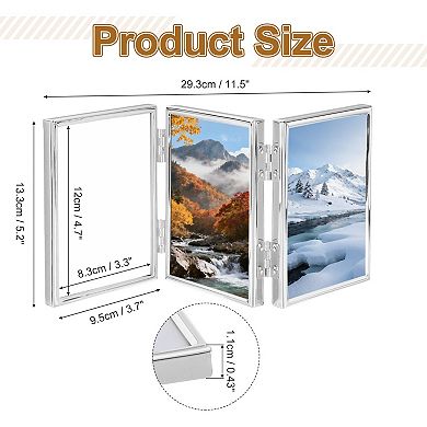 Triple Picture Frame, 5.2x3.7" Hinged 3 Photo Frame with Flocked Back 1Pc