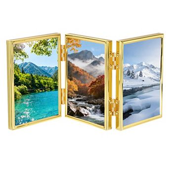 Triple Picture Frame, 5.2x3.7" Hinged 3 Photo Frame with Flocked Back 1 pc