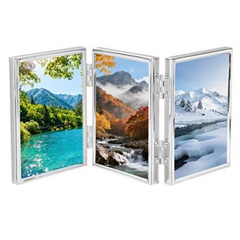Triple Picture Frame, 5.2x3.7" Hinged 3 Photo Frame with Flocked Back 1 pc