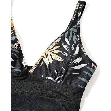 Women's Retro One Piece Swimsuit High Waisted Bathing Suit 90s Inspired Leopard Floral Prints