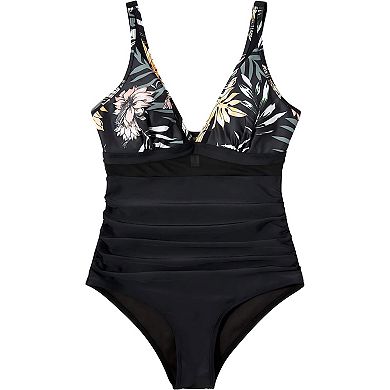 Women's Retro One Piece Swimsuit High Waisted Bathing Suit 90s Inspired Leopard Floral Prints