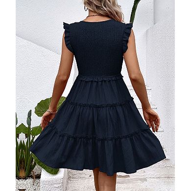 Women's Solid Color Sleeveless Smocked Mini Dress