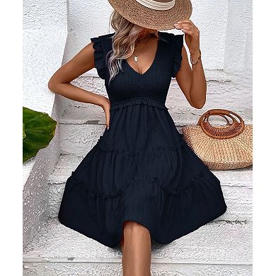 Women's Solid Color Sleeveless Smocked Mini Dress