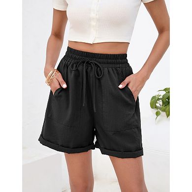 Women's Short Drawstring Casual Pocketed Lightweight Workout Gym Shorts
