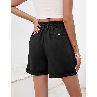Women's Short Drawstring Casual Pocketed Lightweight Workout Gym Shorts