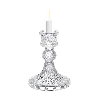 Vintage Crystal Candle Holder, Glass Tealight Holder 3.15x3.15x4.13 Inch, Small Diamond Round