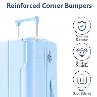 KWPZQEB Double Spinner Wheels Lightweight Luggage Set of 3, Carry-On Luggage