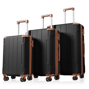 KWPZQEB Double Spinner Wheels Lightweight Luggage Set of 3, Carry-On Luggage