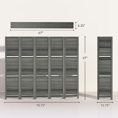 HOMCOM 5 Panel Privacy Screen, Room Divider with 3 Shelves