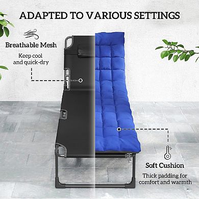 Outsunny Folding Chaise Lounge Chair Outdoor Set of 2 w/ Cushion