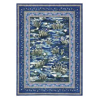 Floral Living Room Bedroom Rugs, Washable Large Non-Slip Accent Dining Room Rug