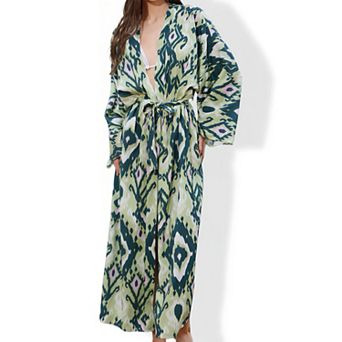 Women's Beach Cover Up Printed Bikini Swimsuit Coverup Casual Vacation Sunscreen Cardigan