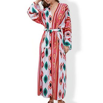 Women's Beach Cover Up Printed Bikini Swimsuit Coverup Casual Vacation Sunscreen Cardigan