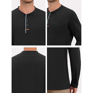 Men's Henley T-Shirts Long Sleeve Casual Button Cotton Pullover Tee Shirt