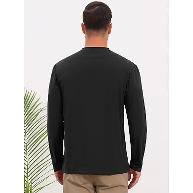 Men's Henley T-Shirts Long Sleeve Casual Button Cotton Pullover Tee Shirt