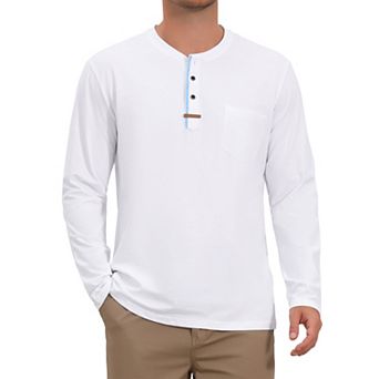 Men's Henley T-Shirts Long Sleeve Casual Button Cotton Pullover Tee Shirt