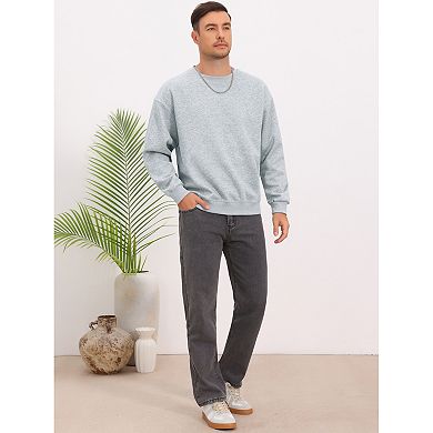Men's Pullover Solid Color Crewneck Long Sleeve Gym Casual Sweatshirt