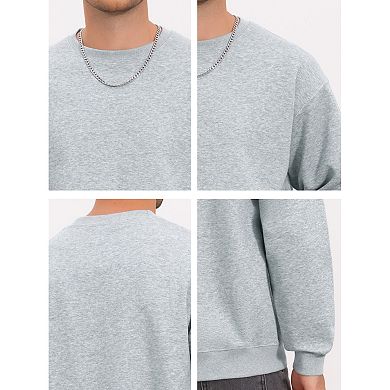 Men's Pullover Solid Color Crewneck Long Sleeve Gym Casual Sweatshirt