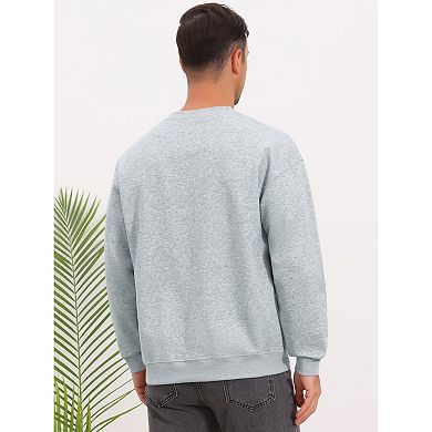 Men's Pullover Solid Color Crewneck Long Sleeve Gym Casual Sweatshirt