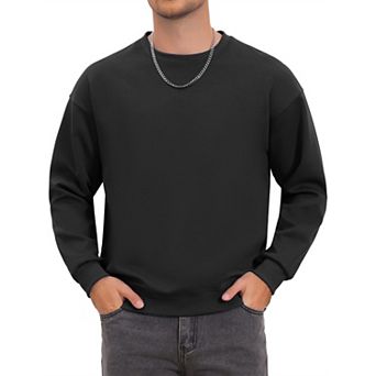 Men's Pullover Solid Color Crewneck Long Sleeve Gym Casual Sweatshirt