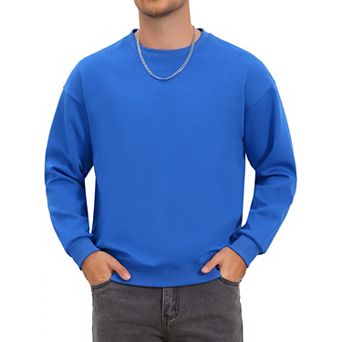 Men's Pullover Solid Color Crewneck Long Sleeve Gym Casual Sweatshirt