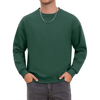 Men's Pullover Solid Color Crewneck Long Sleeve Gym Casual Sweatshirt
