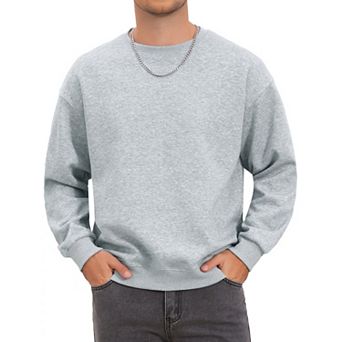 Men's Pullover Solid Color Crewneck Long Sleeve Gym Casual Sweatshirt