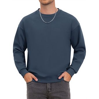 Men's Pullover Solid Color Crewneck Long Sleeve Gym Casual Sweatshirt