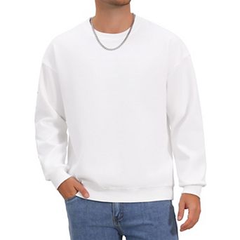Men's Pullover Solid Color Crewneck Long Sleeve Gym Casual Sweatshirt