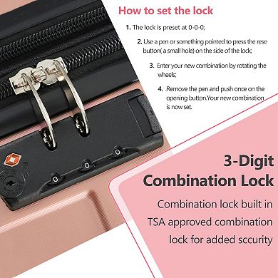KWPZQEB Lightweight ABS Hardshell Luggage, TSA Lock